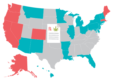 map of states that have legalized prescription marijuana