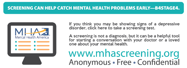 If you think you are showing signs of depression, take a screening at mhascreening.org.  It's free, confidential and anonymous.